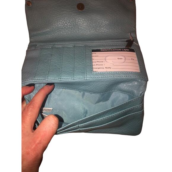 Time and Tru Teal w Gold Accent Farrah Flap Front Soft Wallet‎ NWT - Picture 6 of 7